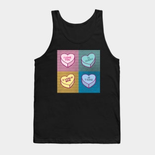 Pop Art love in any language Candy Hearts Tank Top